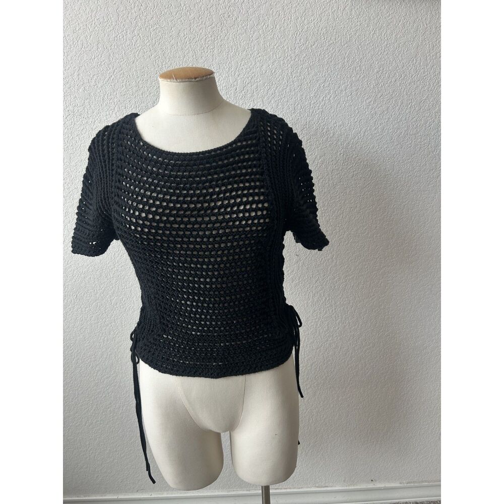 Red Valentino Black Crochet Knit Top